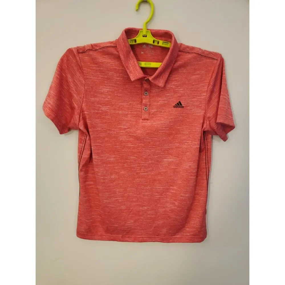 Adidas Polo Shirt Mens Medium Red Short Sleeve Golf Preppy